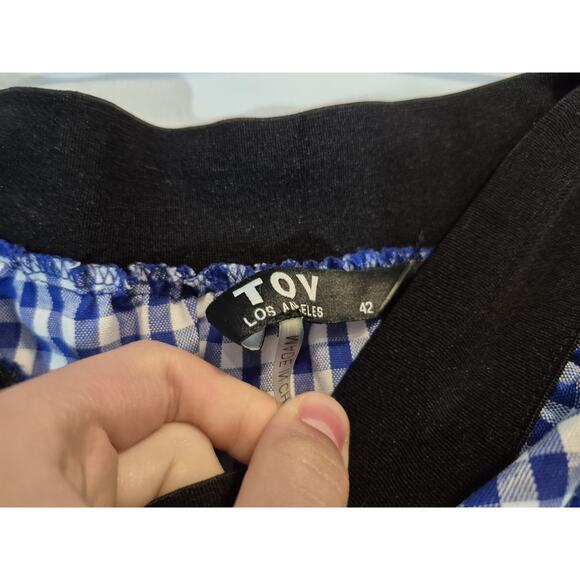 New TOV Holy Los Angeles Gingham Blue White Maxi Skirt EU 42 US 8 10 - Picture 5 of 7